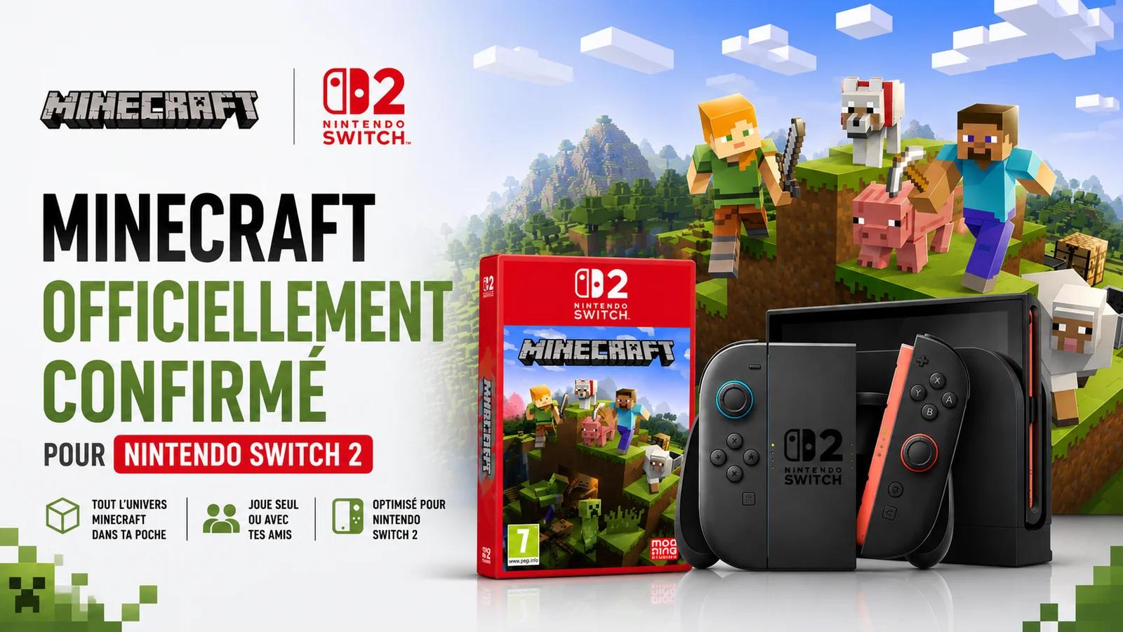Minecraft arrive sur Nintendo Switch 2 : sortie le 27 octobre avec Vibrant Visuals
