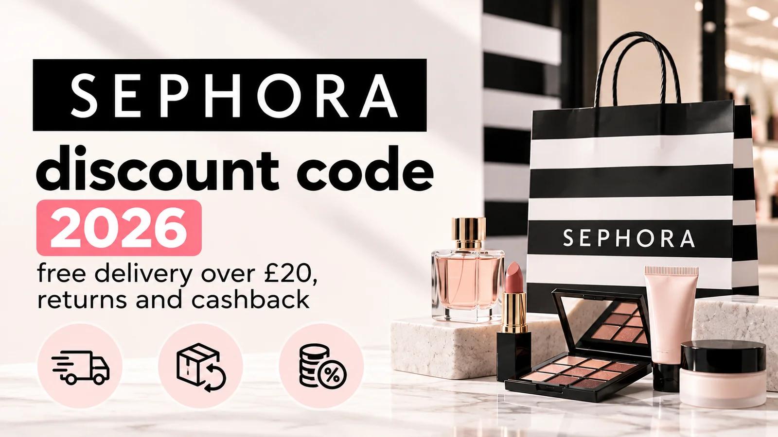 Sephora discount code 2026: free delivery over £20, returns and cashback