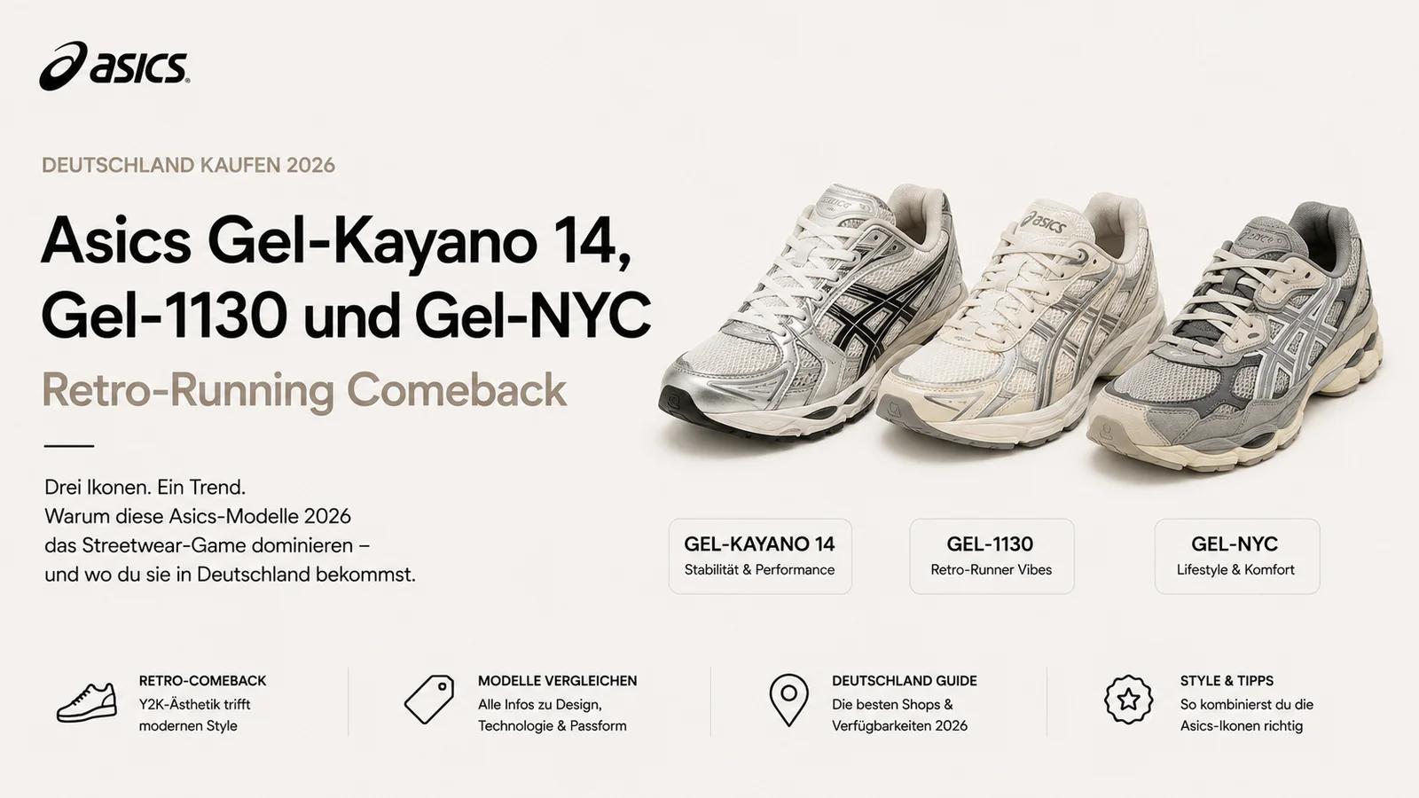 Asics Gel-Kayano 14, Gel-1130 und Gel-NYC Deutschland kaufen 2026: Retro-Running Comeback