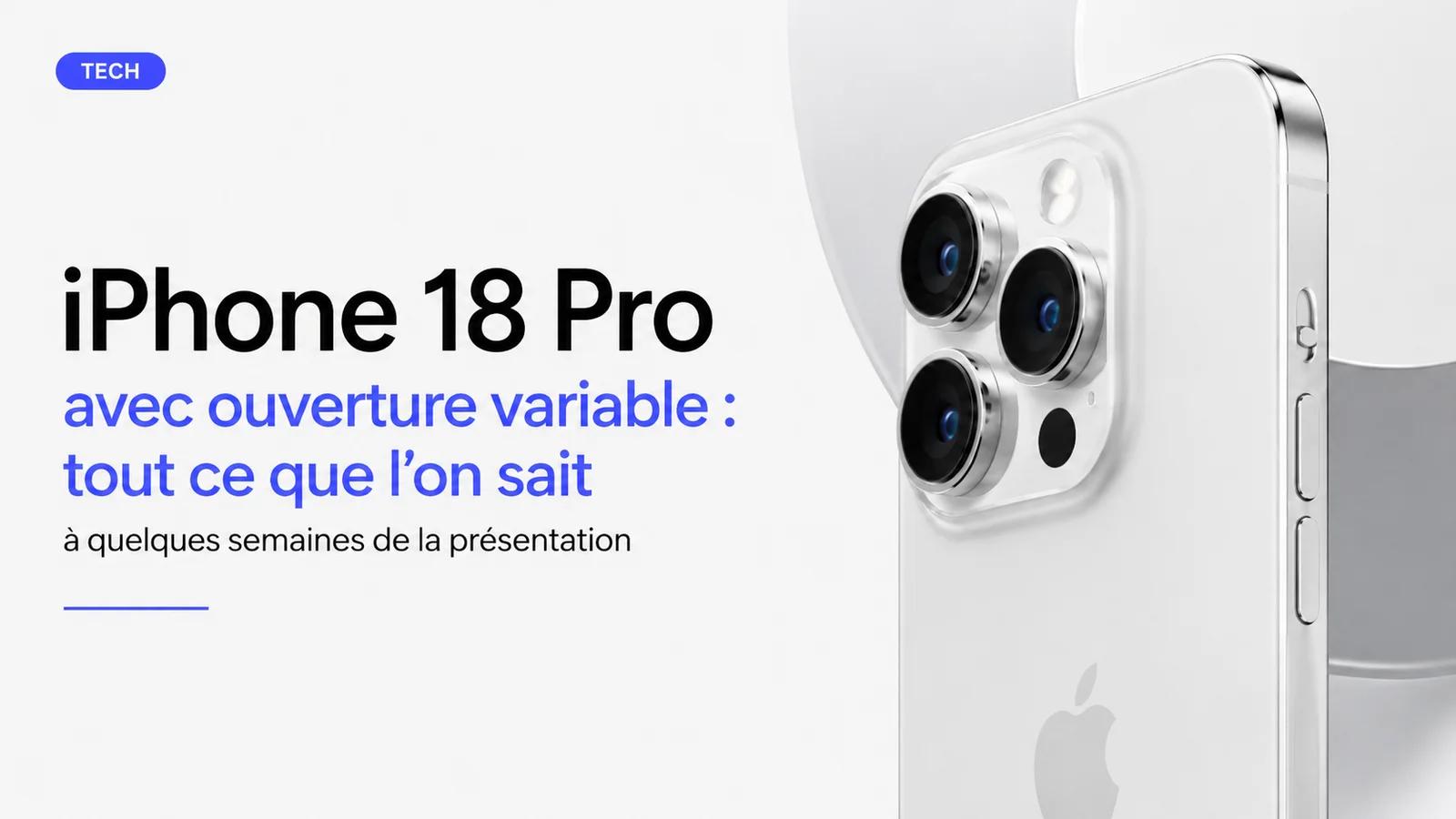 iPhone 18 Pro à ouverture variable: ce que l'on sait avant le lancement