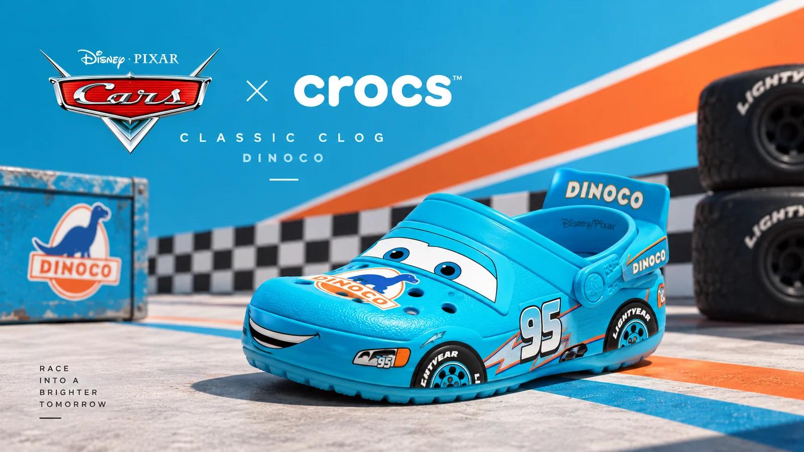Cars x Crocs Classic Clog "Dinoco": a clog with a spoiler and a scene only fans remember