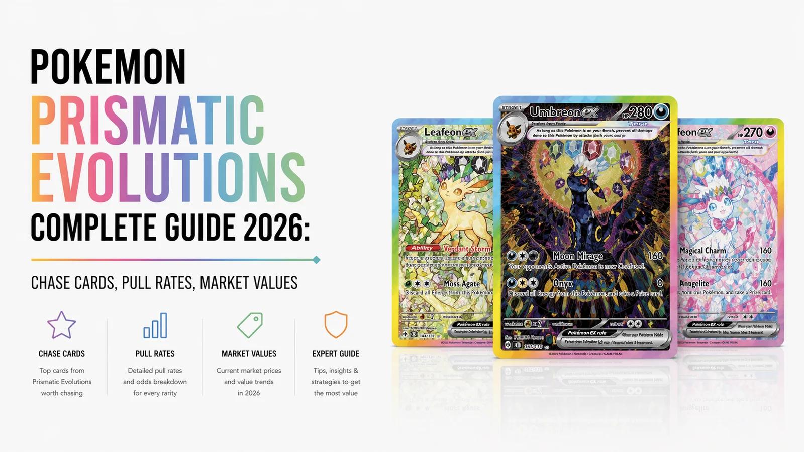 Pokemon Prismatic Evolutions Complete Guide 2026: Chase Cards, Pull Rates, Market Values