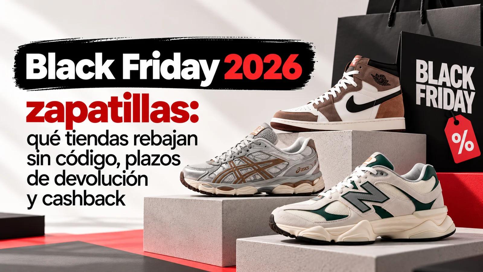 Black Friday 2026 zapatillas: qué tiendas rebajan sin código, plazos de devolución y cashback