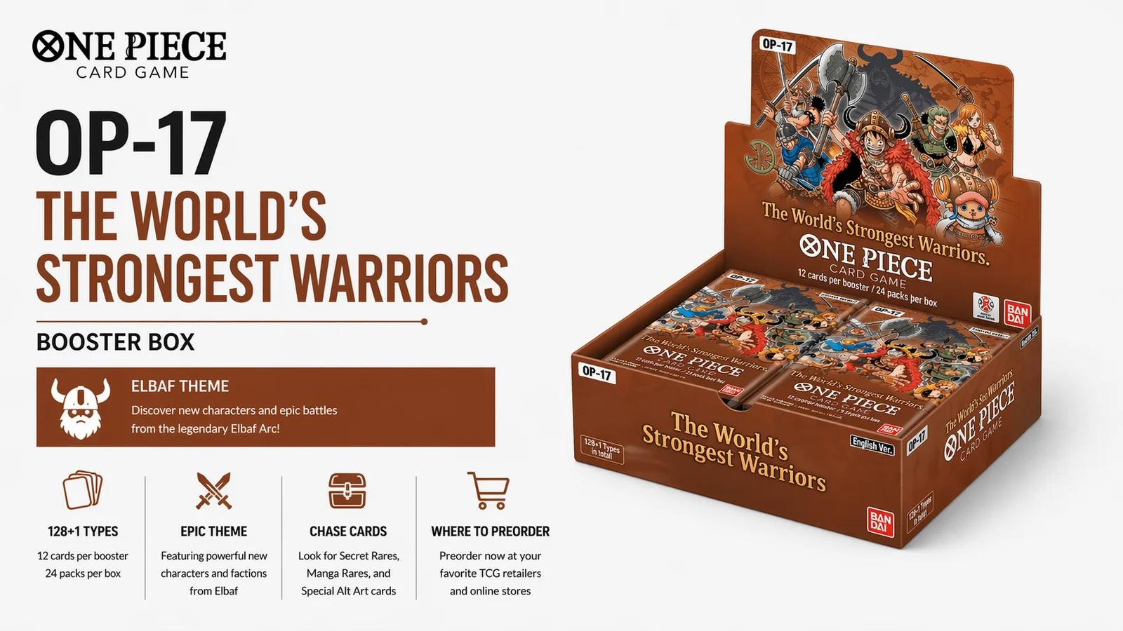 One Piece TCG OP-17 "The World's Strongest Warriors" Booster Box: Elbaf Theme, Release Date, Where to Preorder