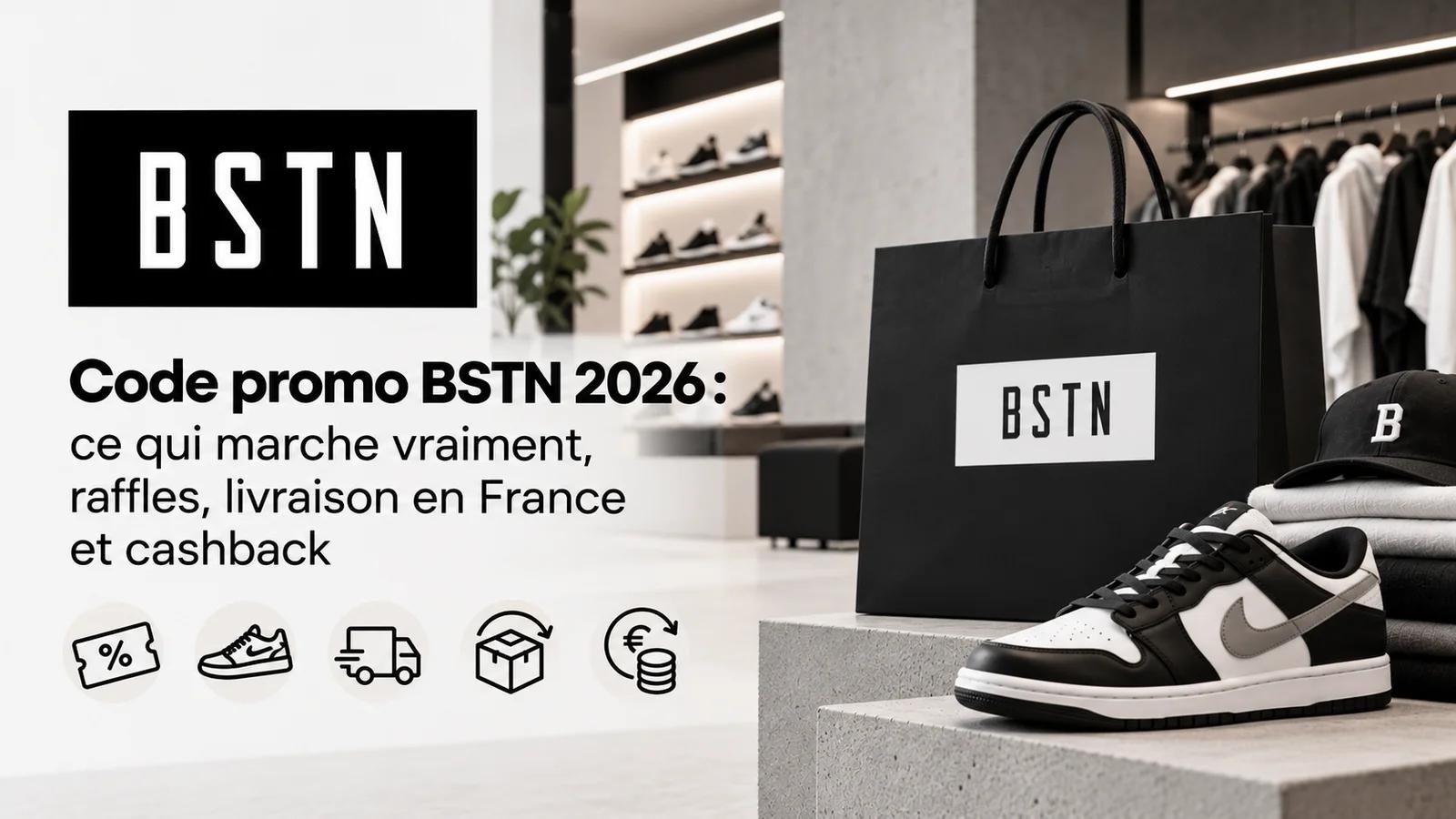 Code promo BSTN 2026 : ce qui marche vraiment, raffles, livraison en France et cashback