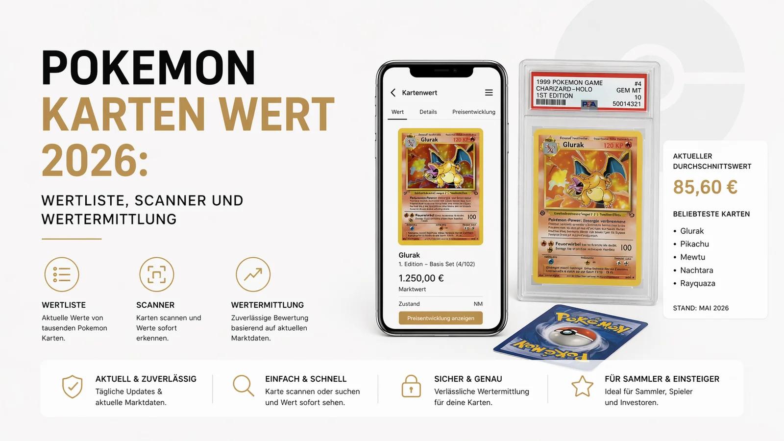 Pokemon Karten Wert 2026: Wertliste, Scanner und wie man den Kartenwert richtig ermittelt