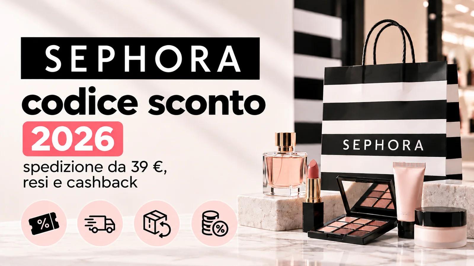 Sephora codice sconto 2026: spedizione da 39 €, resi e cashback