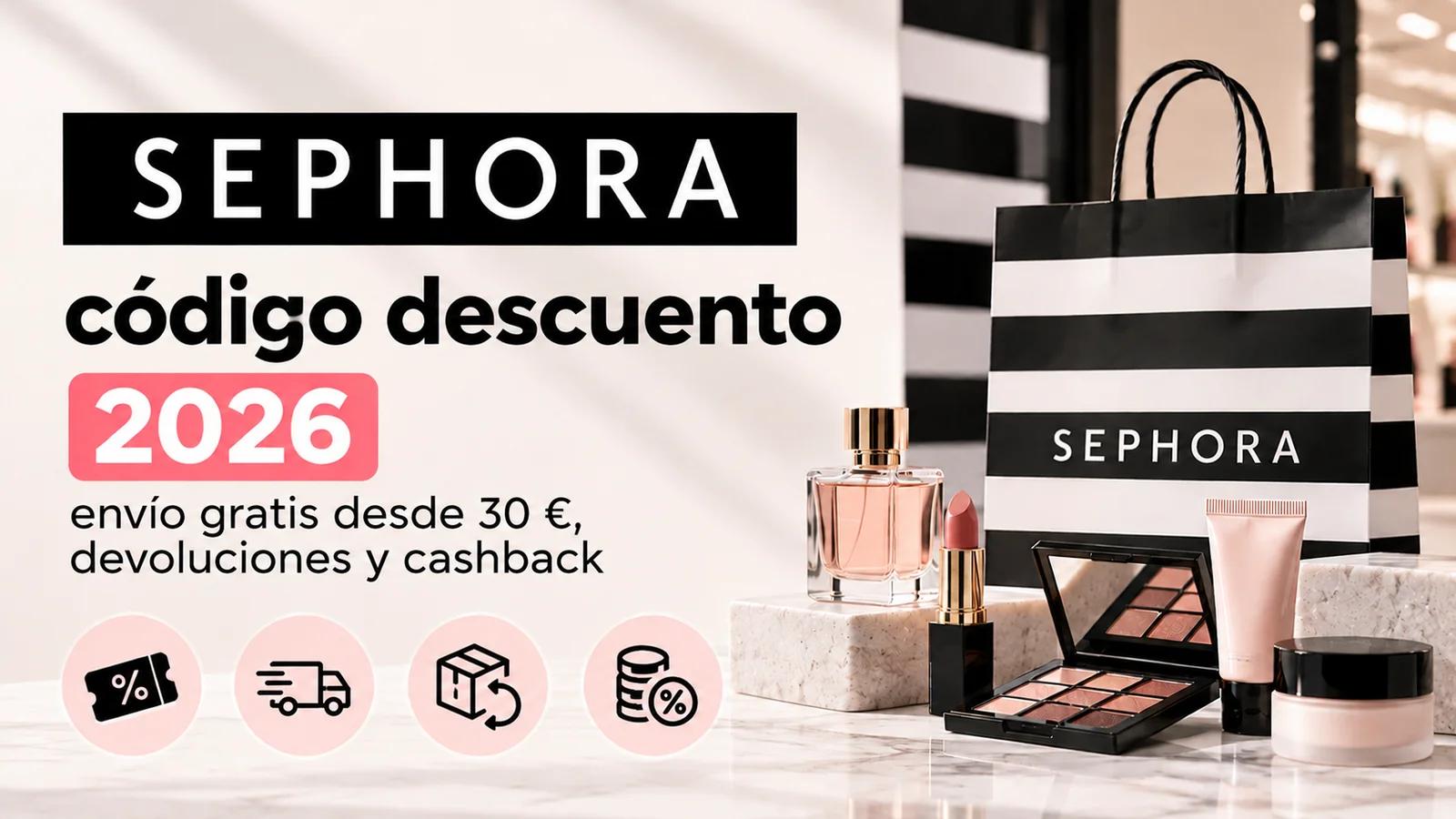 Sephora código descuento 2026: envío gratis desde 30 €, devoluciones y cashback