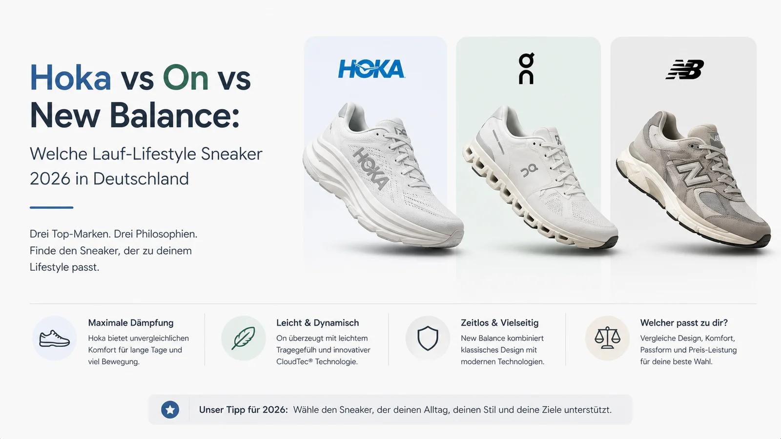 Hoka vs On vs New Balance 2026: Welche Lauf-Lifestyle Sneaker?