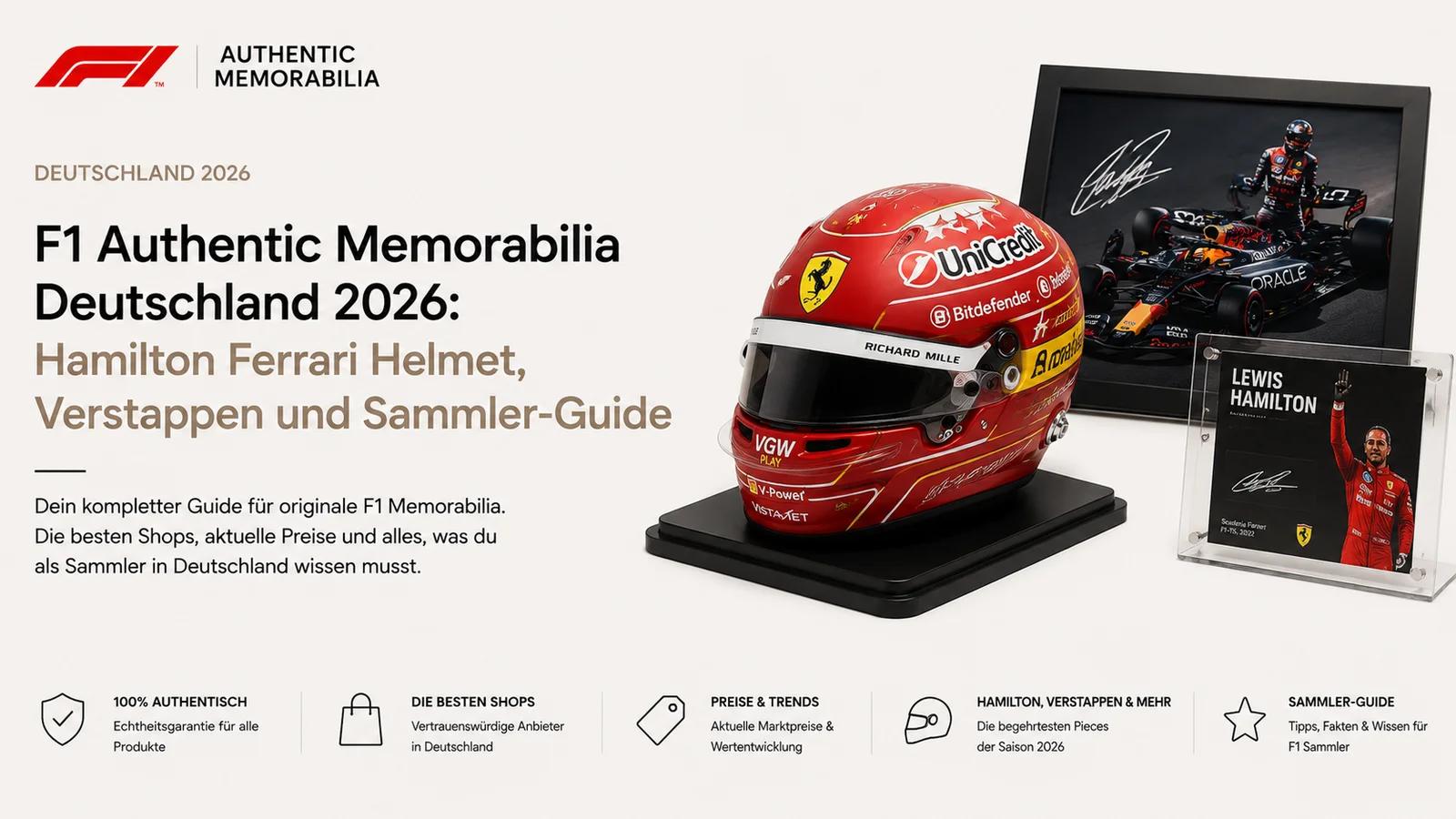 F1 Authentic Memorabilia Deutschland 2026: Hamilton Ferrari Helmet, Verstappen und Sammler-Guide