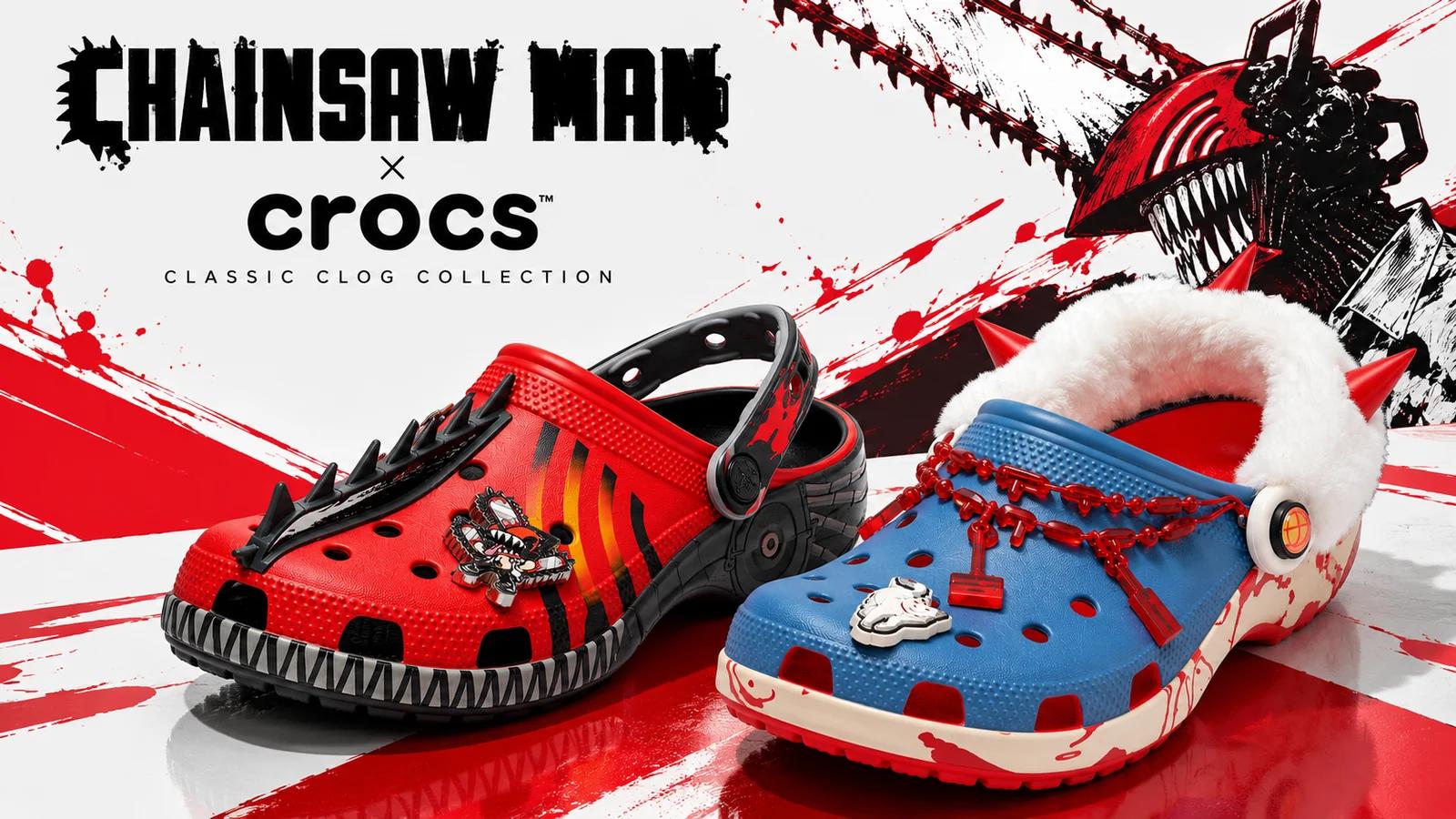 Crocs x Chainsaw Man: four wildly different Classic Clogs with Pochita, Power and Denji. Release 27 October 2026