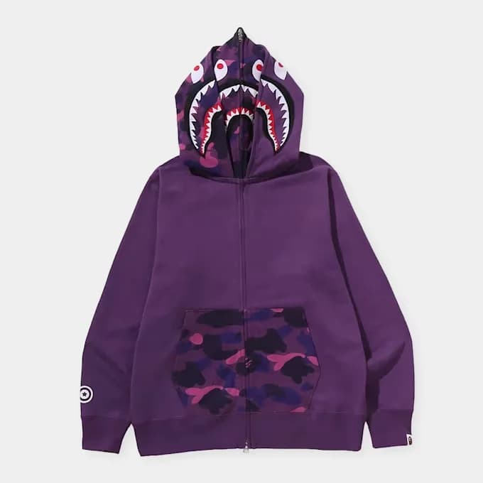 A Bathing Ape Color Camo Shark Full Zip Double Hoodie