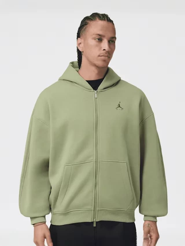 Jordan Brooklyn Fleece Full Zip – grüne Oversize-Fleecejacke mit Reißverschluss